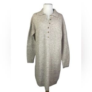 Treasure & Bond Beige Ribbed Oversized Sweater Dress NWT $89 ⭐️